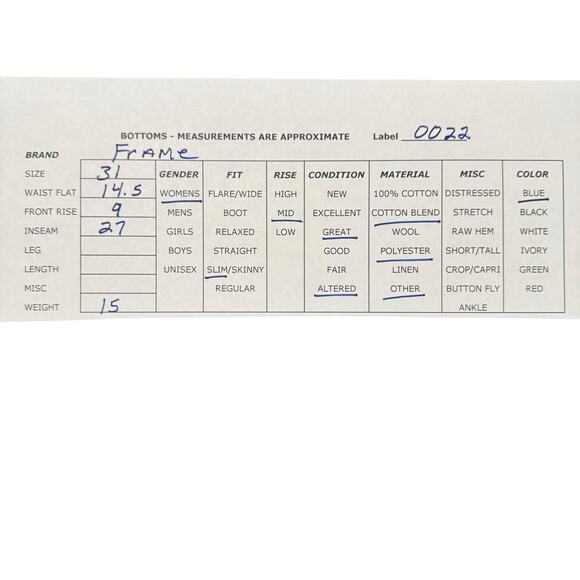 Frame Women's Blue London Los Angeles Denim Mid Rise L'Homme Slim Jeans Size 31 - Picture 11 of 11